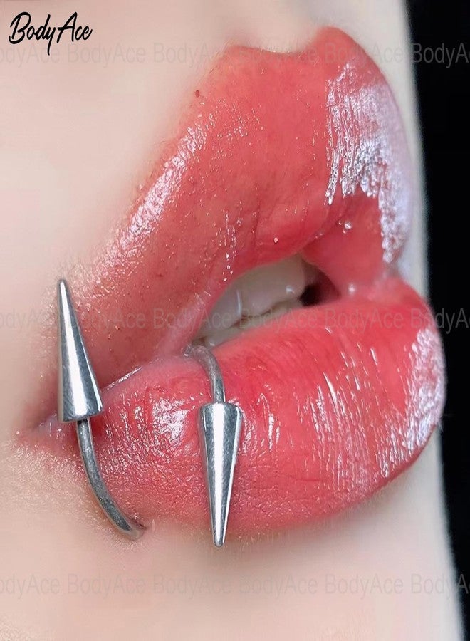 BodyAce Spike Nose Rings Spiral Lip Rings, Stainless Steel Black Spike Earrings Cartilage Helix Piercing, Punk Spike Lower Labret Studs Piercing Jewelry (Bar Length:10mm) - Image 3